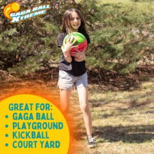 SCS Direct Gaga Fruit Themed Playground Balls (2pk) (8.5 inches) w Air Pump- Durable Grip Rubber Pack for Recess Dodgeball, Kickball, Gagaball Play & School -Fun Kids Summer Camp Outdoor Toys & Gifts