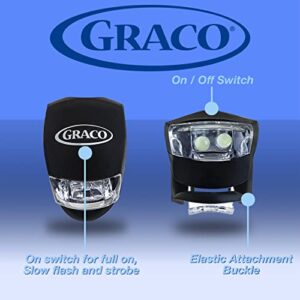 Graco Pack of 2 Stroller Lights for Night - 2 Pack Waterproof Silicone Strap Stroller Safety LED Lights, Night Walking Accessories, Battery Operated Visibility Light for Kids Scooter & Bikes, Black