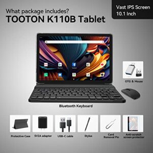 2023 Tablet 10.1 Inch 2 in 1 Android Tablet with keyboard Octa-Core Processor 128GB Storage 1TB Expandable, 13+8MP Dual Camera, Newest Tablets PC with Case Mouse Stylus Support 5G WiFi, IPS FHD Screen