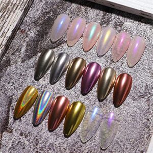 PhantomSky Chrome Powder, 18 Colors Holographic Ultra Fine Glitter Powder Set Rainbow Neon Pearl Pearl Pigment Manicure Glitter Dust - Laser Chameleon Rainbow Powder