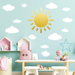 Sun Wall Decal White Cloud Wall Decals Nursery Wall Decor Kids Wall Decals Peel and Stick Wall Stickers Clouds for Ceiling Vinyl Wall Decals for Kids Baby Children's Bedroom Playroom Decor