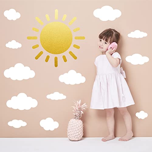 Sun Wall Decal White Cloud Wall Decals Nursery Wall Decor Kids Wall Decals Peel and Stick Wall Stickers Clouds for Ceiling Vinyl Wall Decals for Kids Baby Children's Bedroom Playroom Decor