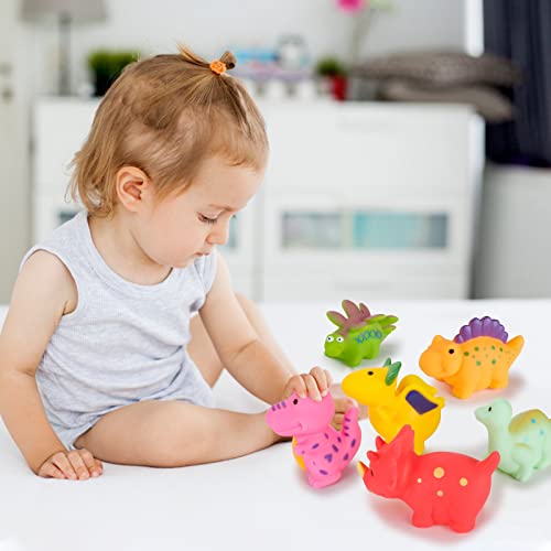 CLYMENE Mold Free Dinosaur Bath Toys for Toddlers 1-4, No Hole No Mold Bath Toys for Infants 6-12-18 Months, Dinosaur Baby Bathtub Pool Toy for 1 2 3 4 Year Old Toddlers Kids (6 Pack)