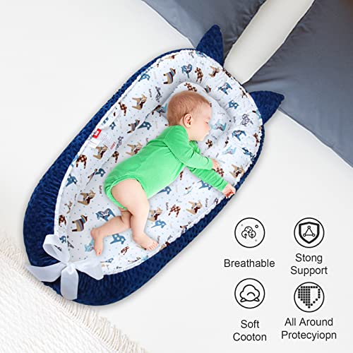 Baby Lounger Cover for Baby 0-12M Baby Nest Co-Sleeping, Soft Breathable Cotton Adjustable Newborn Bassinet Mattress Portable Infant Floor Seat Baby Registry Search (B)