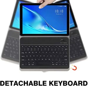 2023 Newest Tablet with Keyboard 10 Inch, Android Tablet Newest Octa-core Processor, 64GB ROM + 4GB RAM Storage, 256GB Expandable, 2 in 1 Tablet with 2 Sim Slot+WiFi, GPS, 1920x1200 HD Display -Black