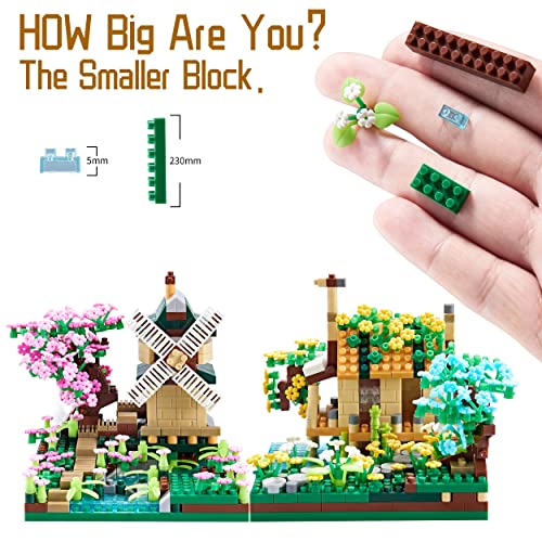 LUKHANG Four Seasons Flower House Botanicle Collection 4 Models Micro Mini Blocks Building Set for Girls, Ideas DIY Gift for Kids and Adults