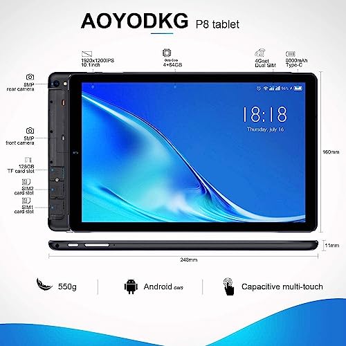 2023 Newest Tablet with Keyboard 10 Inch, Android Tablet Newest Octa-core Processor, 64GB ROM + 4GB RAM Storage, 256GB Expandable, 2 in 1 Tablet with 2 Sim Slot+WiFi, GPS, 1920x1200 HD Display -Black