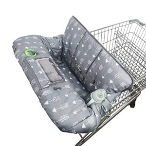 rhydeer shopping cart cover for baby high chair cover, roll in and go, universal fit, grey arrow