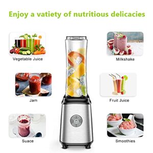 Single Serve Blender, Personal Blender for Smoothies and Shakes, Smoothies Blender with 2 Tritan BPA-Free 20Oz Blender Cups and Cleaning Brush, 300W