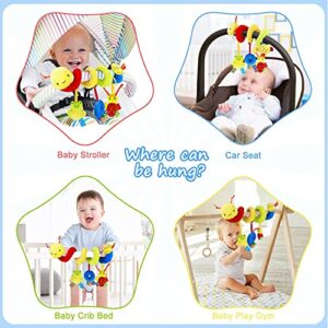 Baby Crib Hanging Rattles Toys - Infant Baby Worm Crib Bed Around Rattle Bell Cartoon Insect Spiral Hanging Toy with Ringing Bell for Infants Bed Stroller Car Seat Bar for Babies Boys and Girls