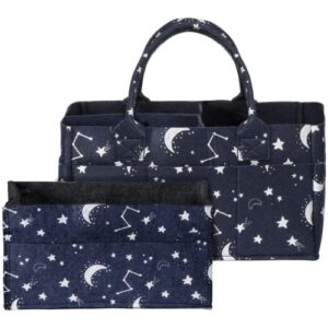 sammy & lou constellation 2-pack felt diaper caddy set, includes portable diaper organizer and baby wipes caddy