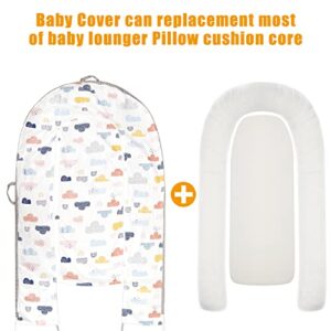 Portable Change Pad Soft Cotton Cover Adjustable Size for Lounger Machine Wash Color White clound