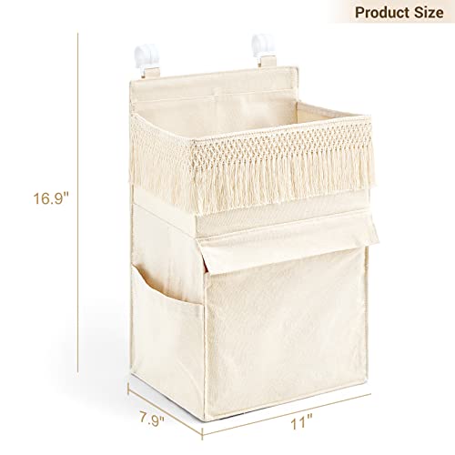 Mkono Diaper Organizer Caddy Macrame Storage Basket Boho Nursery Organizer Set of 2