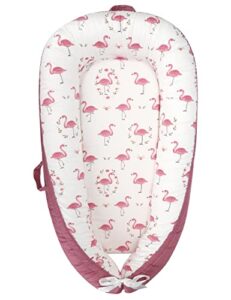 portable change pad soft cotton cover adjustable size for lounger machine wash color flamingo