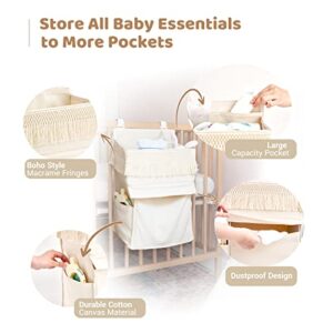 Mkono Diaper Organizer Caddy Macrame Storage Basket Boho Nursery Organizer Set of 2