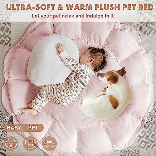 5-in-1 Thick Baby Gym & Ball Pit, Plush Play Gym, Tummy Time Mat, Dog Bed, Cat Bed, Pet Mat, Activity Gym & Play Mat from Baby to Toddler, Pet Cushion, Convertible Stage-Based Developmental, Pink