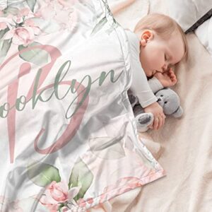 Personalized Baby Blanket for Girls Boys Custom Baby Blanket with Name Customized Name Receiving Swaddle Blanket for Infant Toddler Super Soft Fleece Blanket Kid Birthday Gift Color22,30"x40"