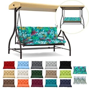 rufxiezw replacement cushions for swing, waterproof porch swing cushion, 2-3 seat replacement swing seat cushion with backrest and ties for patio backyard porch garden(flower color 40 * 60 in)
