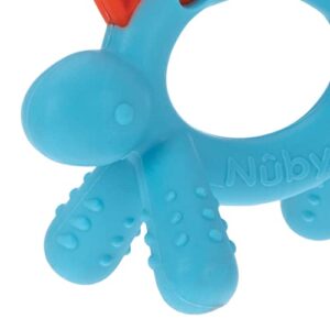 Nuby Geo Zoos Massaging Teether - Baby Teething Toy - Soft BPA-Free Easy Grip - 3+ Months - Dino