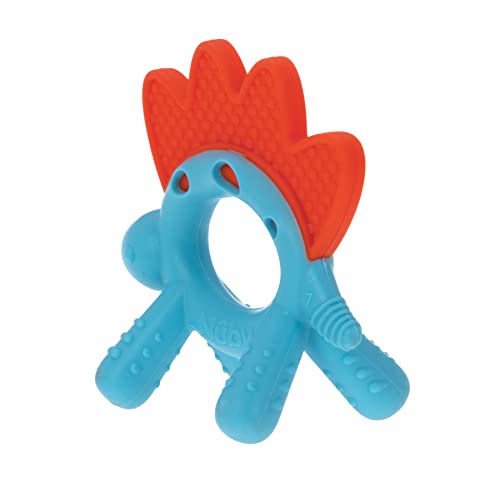 Nuby Geo Zoos Massaging Teether - Baby Teething Toy - Soft BPA-Free Easy Grip - 3+ Months - Dino