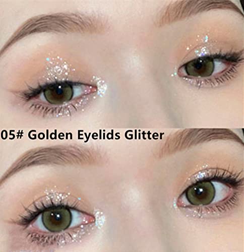 Go Ho Glitter Eyeshadow Makeup,Liquid Glitter Under Eye Shadow Bling,Glitter Eyeliner Diamond Sparkle Eye Stick,Shimmer and Shine Korean Makeup Glitter Lip Gloss for Women Eye Glitter,05# Golden Glitter