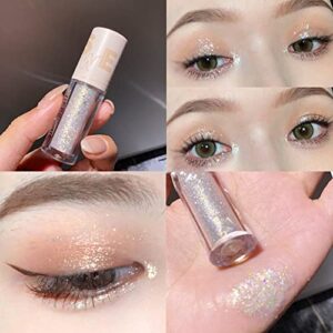 Go Ho Glitter Eyeshadow Makeup,Liquid Glitter Under Eye Shadow Bling,Glitter Eyeliner Diamond Sparkle Eye Stick,Shimmer and Shine Korean Makeup Glitter Lip Gloss for Women Eye Glitter,05# Golden Glitter