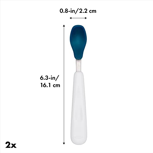 OXO Tot Feeding Spoon Set with Soft Silicone, Navy, 2 Count (Pack of 2)