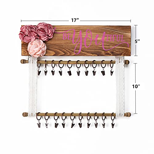 SOONOW Bow Holder for Girls Hair Bows, Baby Headband Organizer, Bow and Headband Storage Holder for Baby Girl Nursery Decor (Brown)