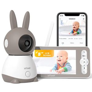 iegeek video baby monitor 2k wifi with phone app - baby monitor with camera and audio, 5" display, night vision, motion & cry detection, 2 way audio talk, suitable for monitoring baby, elderly, pets