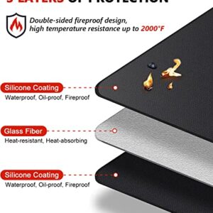 Protebox 60 x 40 inch Under Grill Mats for Outdoor Grill, Double-Sided Fireproof Deck and Patio Protector Mat, BBQ Mat for Under BBQ, Waterproof Oil-Proof Grill Floor Pads Fire Pit Mat Fireplace Mat