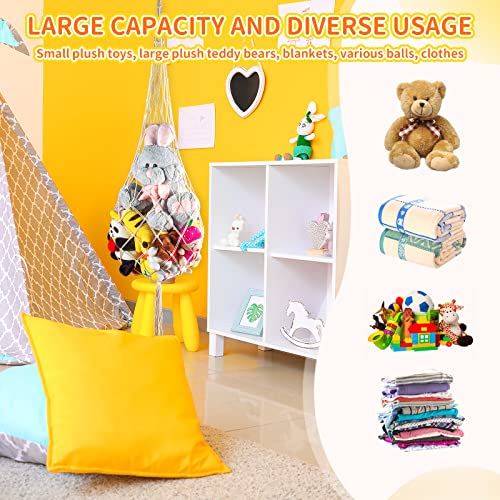 Large Stuffed Animal Net or Hammock, Stuffed Animal Hammock for Hanging, Corner Toy Hammock for Stuffed Animals, Stuffed Animal Storage for Bedroom Nursery Kids Room(Cream)