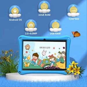 Kids Tablet, 10 inch Tablet for Kids 32GB ROM+512GB Expand Android Tablets, Parental Control Toddler Tablet, 6000mAh Battery, 2GB RAM, Dual 2+8MP Camera, BT, Wifi Kids Tablet with Kid-Proof Case