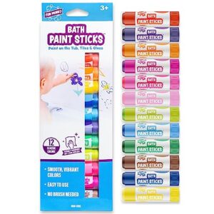 tub works™ bath paint sticks™ bath toy, 12 count | nontoxic, washable bathtub paint for kids & toddlers | twistable sticks draw smoothly on tub walls | smooth, vibrant alternative to bath crayons