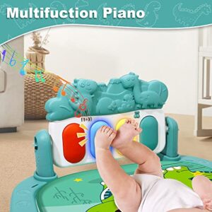 BOMPOW Baby Play Mat Baby Gym, Play Piano Baby Activity Gym Mat with Music and Lights, Piano Gym, Early Development Baby Play Mat Gift for Babies Newborn