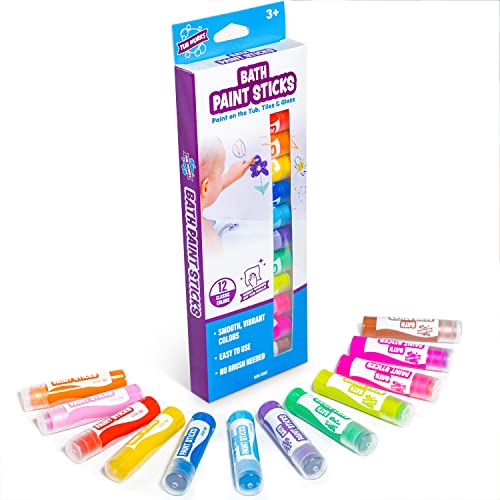 Tub Works™ Bath Paint Sticks™ Bath Toy, 12 Count | Nontoxic, Washable Bathtub Paint for Kids & Toddlers | Twistable Sticks Draw Smoothly on Tub Walls | Smooth, Vibrant Alternative to Bath Crayons