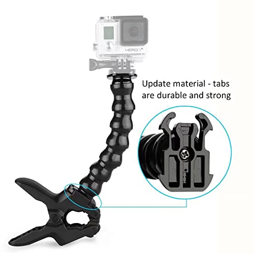 VIZEMO Jaws Clamp Mount Flex Gooseneck Mount Compatible with GoPro Hero 11, 10, 9, 8, 7, Max, Fusion, Hero (2018), 6, 5, 4, Session, 3+, 3, 2, 1, DJI Osmo, Xiaomi Yi Cameras