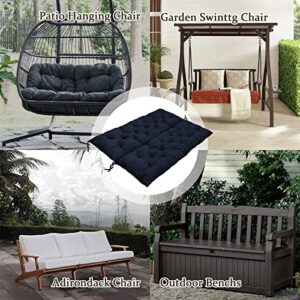 Zacammy Swing Replacement Cushions Outdoor, Thickened Waterproof 2/3 Seater Bench Seat Cushions with Backrest, Swing Cushion for Porch Patio Garden Furniture (Navy Blue 40x40inch)