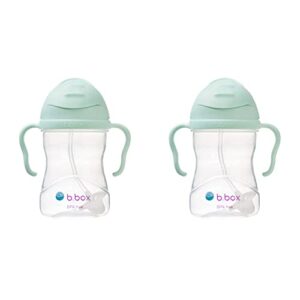 b.box sippy cup with innovative continuous flow weighted straw cup, baby straw cup, drink from any angle, easy-grip handles, 8oz, 6 months+, pistachio (pack of 2)