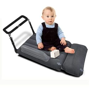 kfbvdr inflatable airplane baby travel bed,plane bed for toddler travel,seat belt and carry bag included,baby travel most airplane economy seats(37.4"x18.9"x4.7", dark gray)