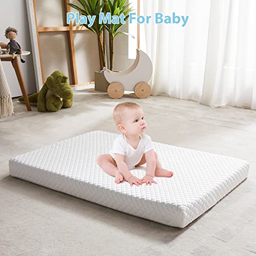 3" Pack n Play Mattresses Pad, Pack and Play Mattress Pad with Waterproof & Removable Cover for Baby Naps Sleep, Memory Foam Playard Playpen mattresses