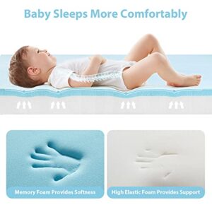 3" Pack n Play Mattresses Pad, Pack and Play Mattress Pad with Waterproof & Removable Cover for Baby Naps Sleep, Memory Foam Playard Playpen mattresses