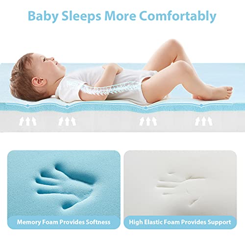 3" Pack n Play Mattresses Pad, Pack and Play Mattress Pad with Waterproof & Removable Cover for Baby Naps Sleep, Memory Foam Playard Playpen mattresses