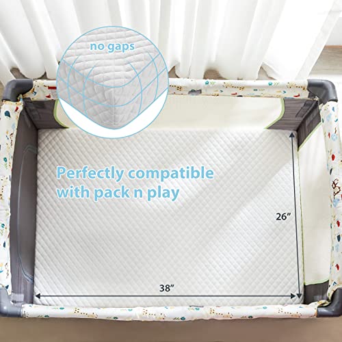 3" Pack n Play Mattresses Pad, Pack and Play Mattress Pad with Waterproof & Removable Cover for Baby Naps Sleep, Memory Foam Playard Playpen mattresses