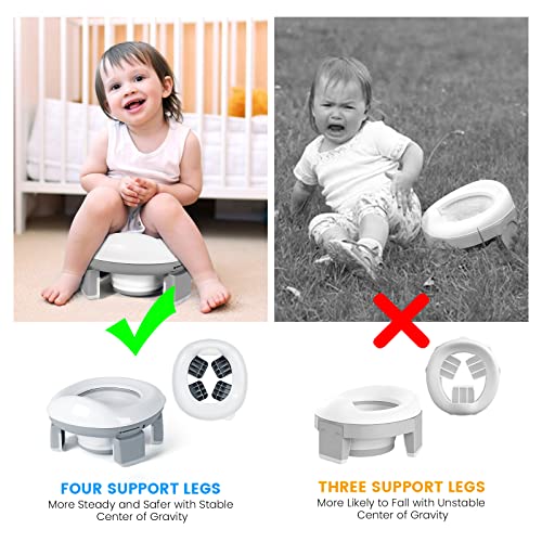 Orzbow Portable Potty Training Toilet for Boys and Girls with Storage Bag - Foldable Travel Potty Chair, Toddler Potty Seat for Indoor and Outdoor, Easy to Clean, Includes Free 40pcs Travel Bags(Gray)