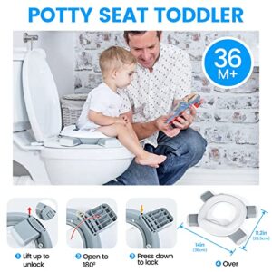 Orzbow Portable Potty Training Toilet for Boys and Girls with Storage Bag - Foldable Travel Potty Chair, Toddler Potty Seat for Indoor and Outdoor, Easy to Clean, Includes Free 40pcs Travel Bags(Gray)