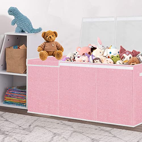 Pantryily Toy Storage for Girls - Extra Large Kids Toy Box Chest,Collapsible Toy Organizers and Storage for Nursery,Playroom,Office 35.8"x12.6"x16"(Pink)