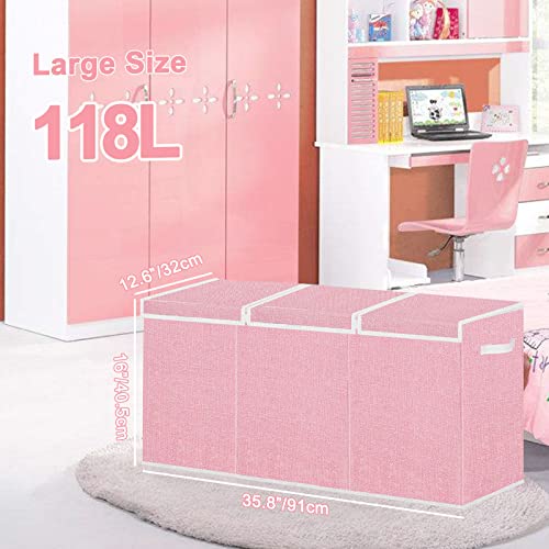 Pantryily Toy Storage for Girls - Extra Large Kids Toy Box Chest,Collapsible Toy Organizers and Storage for Nursery,Playroom,Office 35.8"x12.6"x16"(Pink)