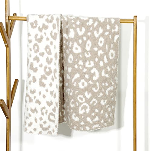 Soft Baby Blanket Baby Cozy Blanket Swaddling Blanket for Newborn Nursery Knit Leopard 30x40 Inch Beige Cheetah