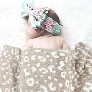 Soft Baby Blanket Baby Cozy Blanket Swaddling Blanket for Newborn Nursery Knit Leopard 30x40 Inch Beige Cheetah
