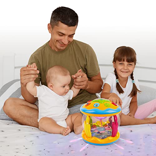 Baby Toys 6 to 12 Months - Ocean Projector Baby Light Up Toys Musical Tummy Time Infant Toys 3-6 6-12 12-18 Months 6 7 8 9 Month Old Baby Must Have Crawling Toys One Year Old Birthday Gifts Boys Girls